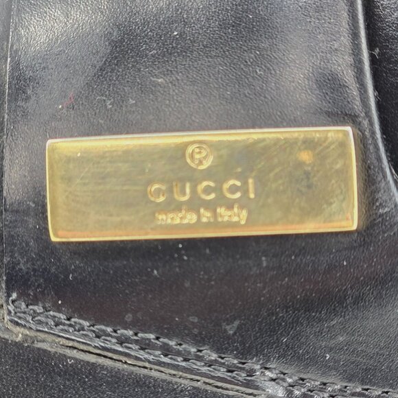 Gucci Italian Luxury Dress Shoes Mens size 10.5 Black Leather Square-toe Loafers - Picture 10 of 11